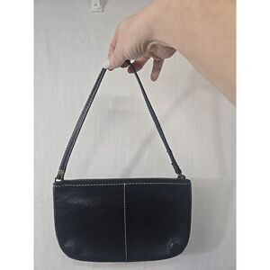 VTG GAP Black Wristlet Pebble Cow Leather Polka Dot Lining Small‎ Y2K